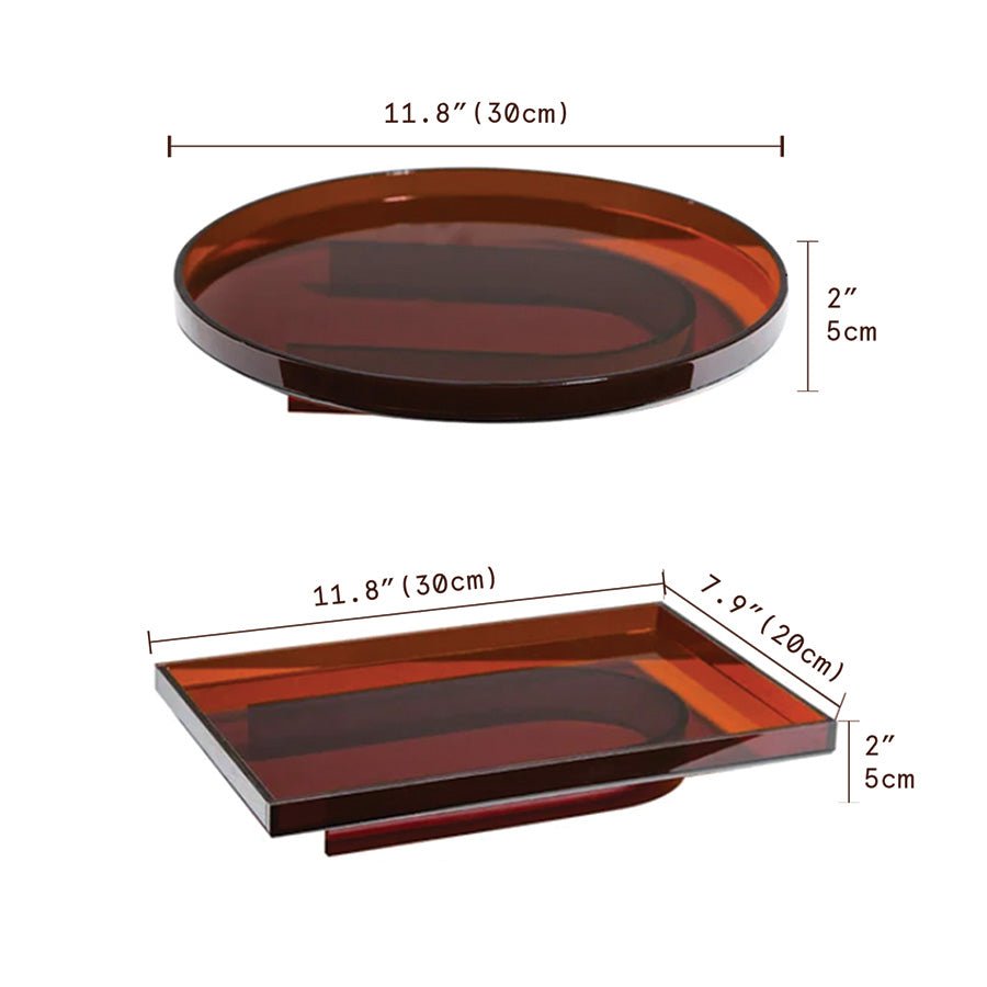 Livonez – Akrylserveerblad Rond of Rechthoekig, Amberkleurig - LivonezLIV - RONDOM - DYC - 716