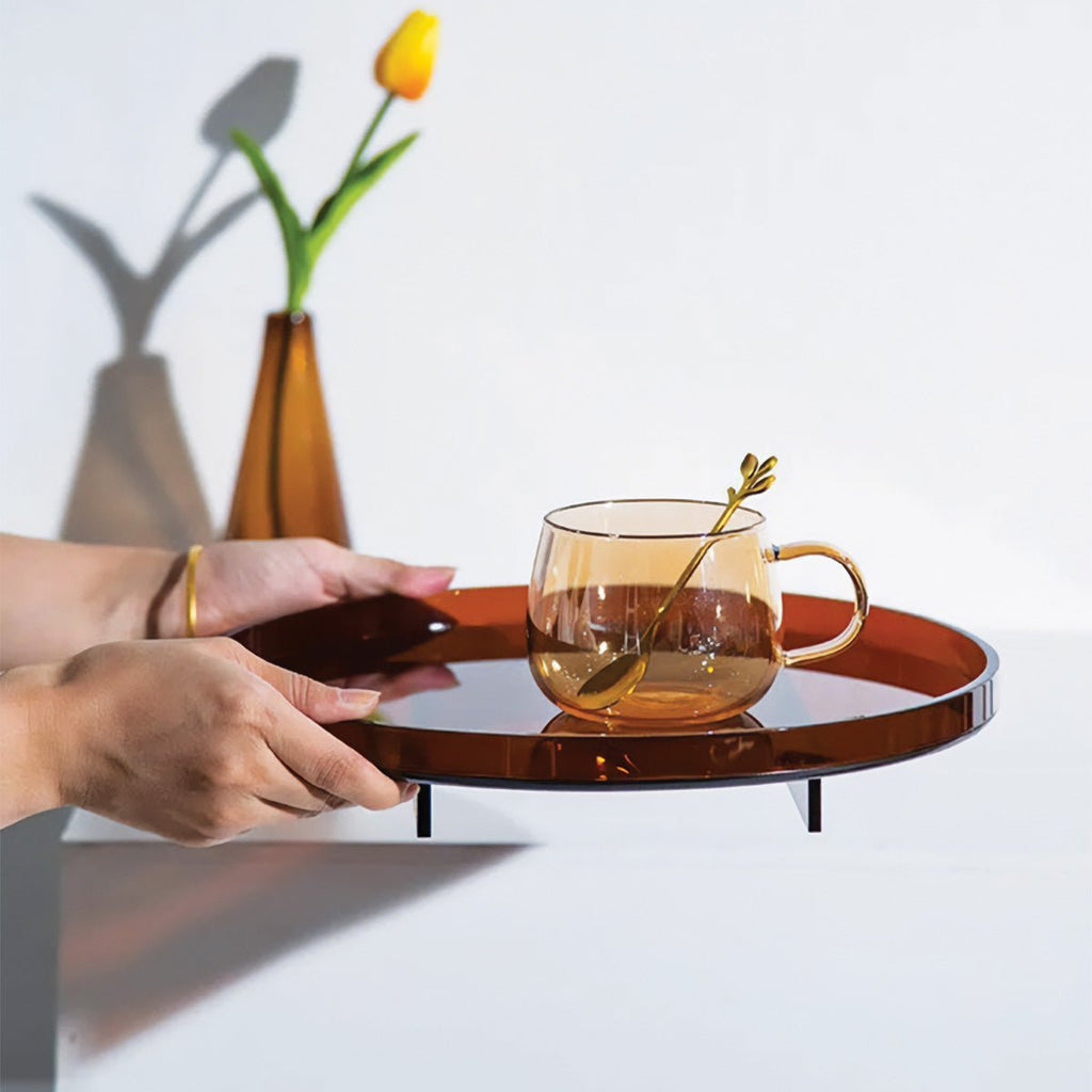 Livonez – Akrylserveerblad Rond of Rechthoekig, Amberkleurig - LivonezLIV - RONDOM - DYC - 716