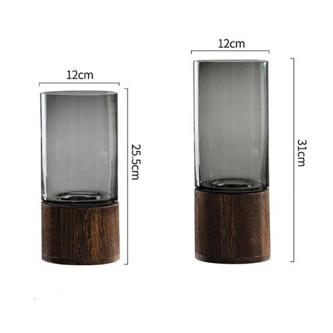 Livonez – Glas - en houten bloemenvaas - LivonezLIV - MAAT 1 - PZP - 804