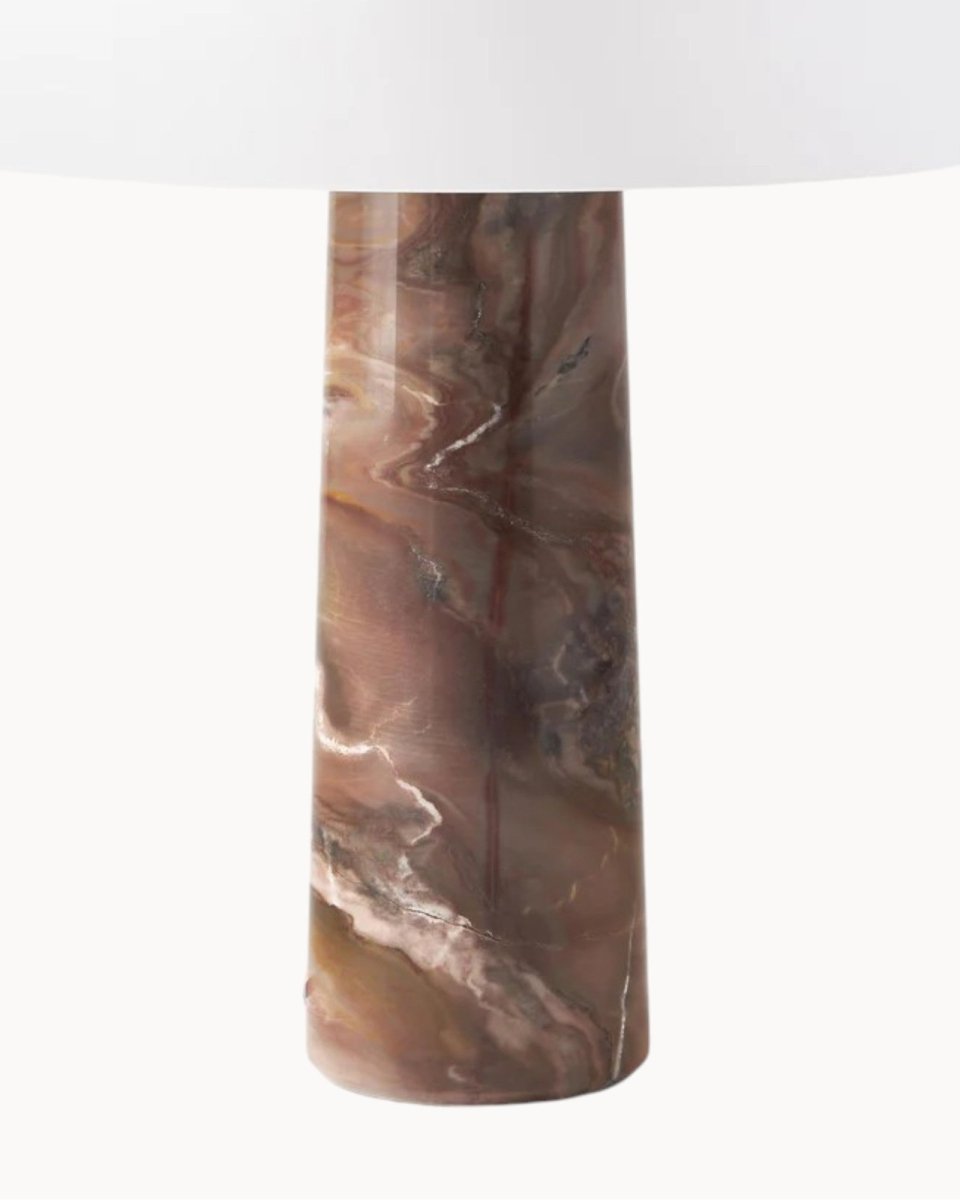 Livonez – Glas en Marmer Tafellamp - LivonezLIV - WITBEIGE TRAVERTIJN - YOK - 351