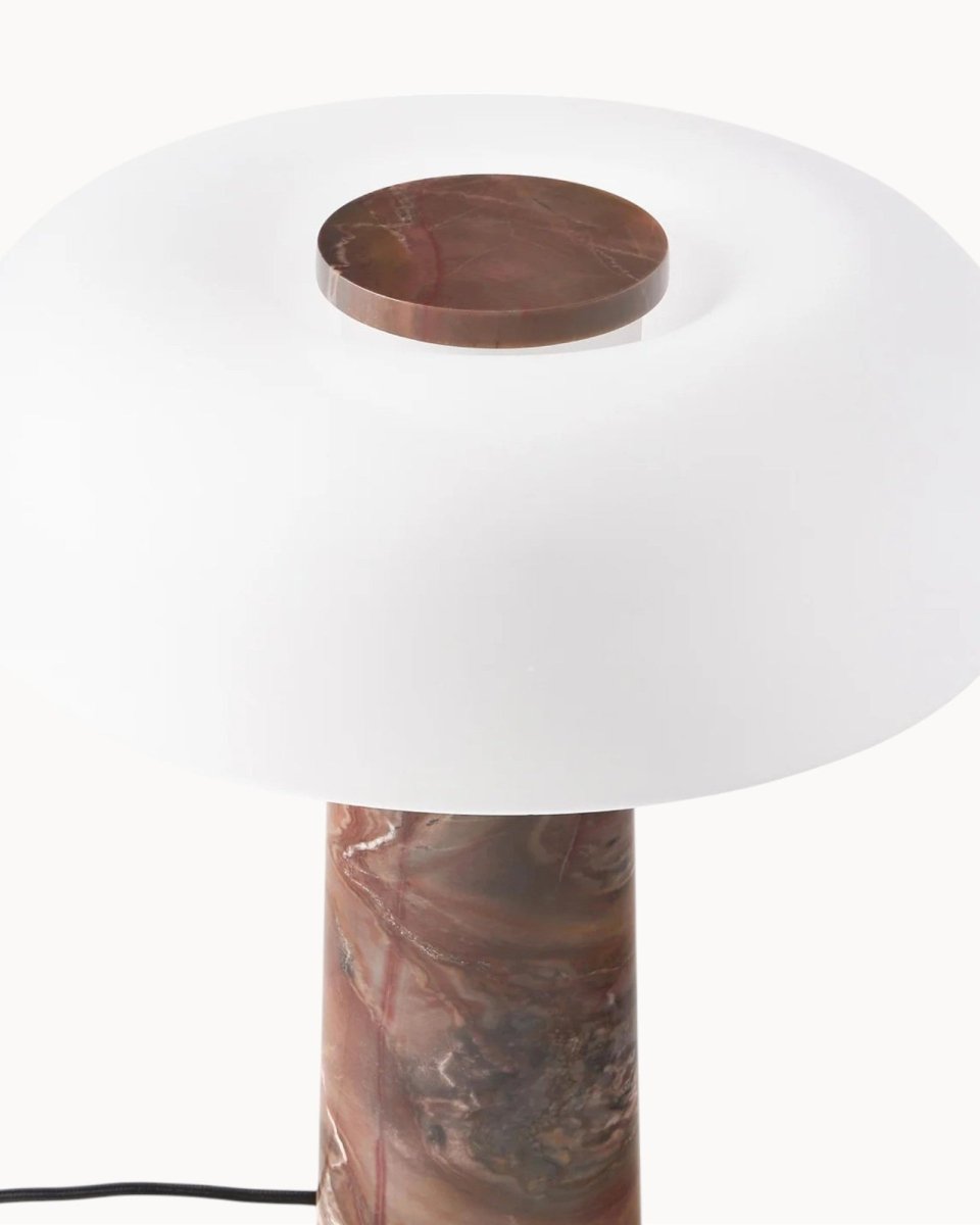 Livonez – Glas en Marmer Tafellamp - LivonezLIV - WITBEIGE TRAVERTIJN - YOK - 351
