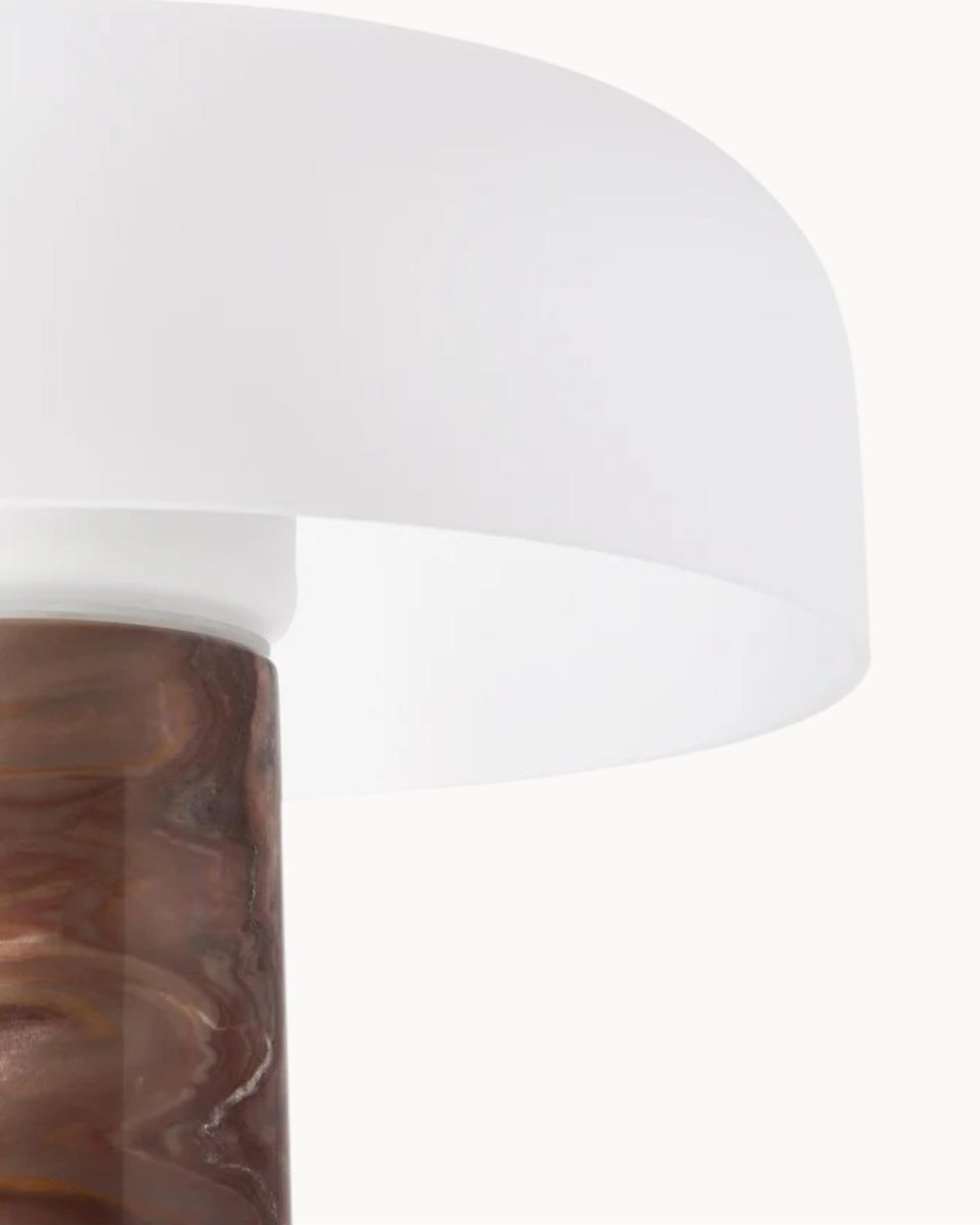 Livonez – Glas en Marmer Tafellamp - LivonezLIV - WITBEIGE TRAVERTIJN - YOK - 351
