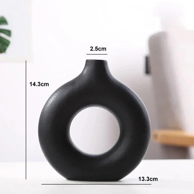 Livonez - Keramische Ronde Vaas met Elegant Open Ontwerp - Livonez - WIT S - YRF - 151