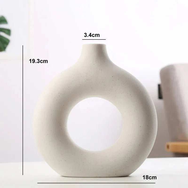 Livonez - Keramische Ronde Vaas met Elegant Open Ontwerp - Livonez - WIT S - YRF - 151