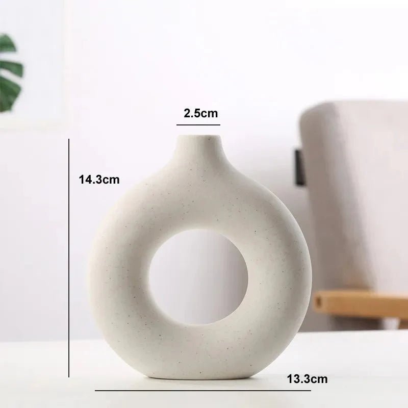 Livonez - Keramische Ronde Vaas met Elegant Open Ontwerp - Livonez - WIT S - YRF - 151