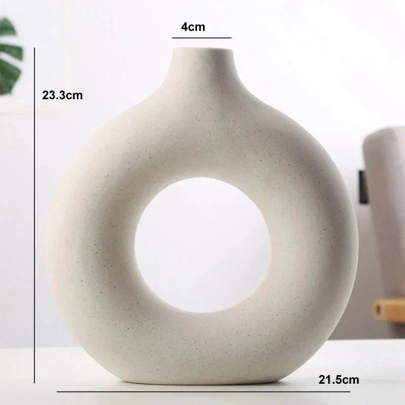 Livonez - Keramische Ronde Vaas met Elegant Open Ontwerp - Livonez - WIT S - YRF - 151